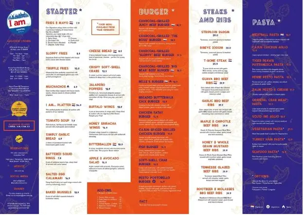 I Am Singapore Menu