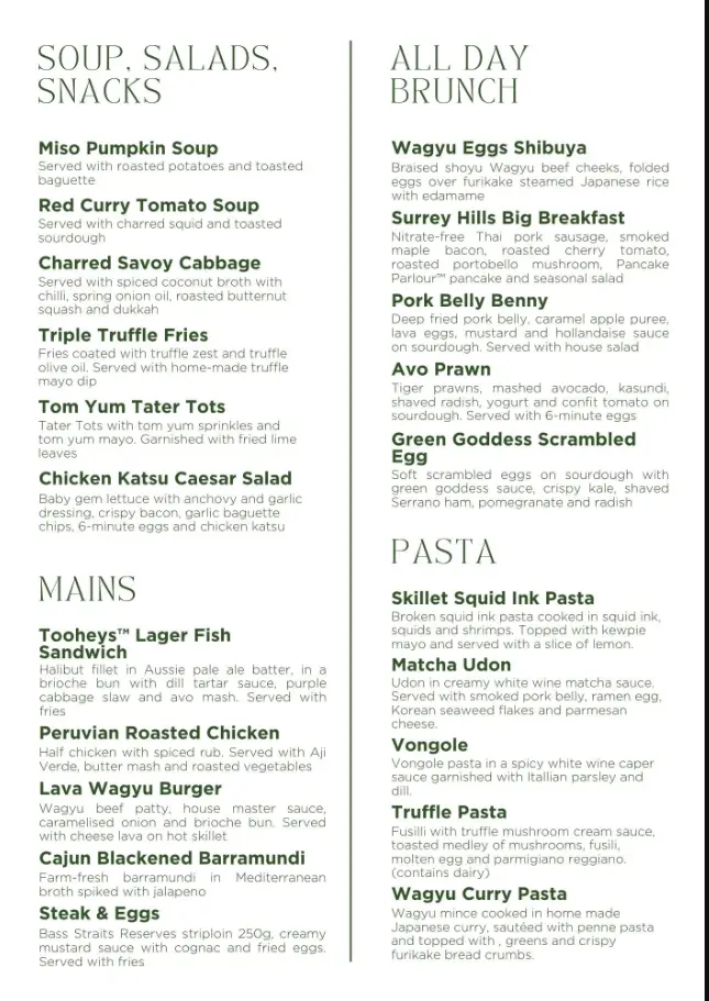 Surrey Hills Deli Menu