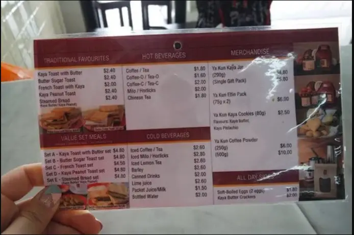 Ya Kun Kaya Toast Menu Singapore