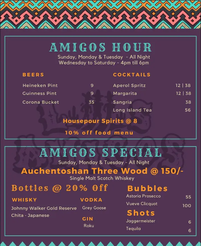 Amigos Singapore Menu Prices 2024