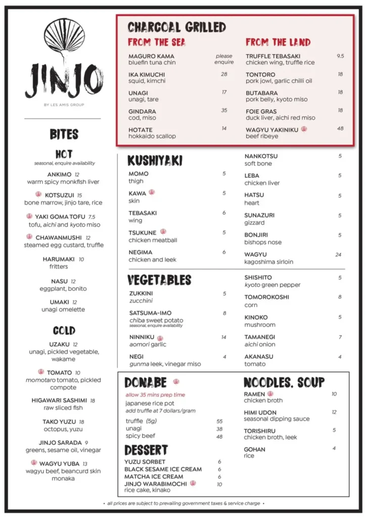 Jinjo Menu