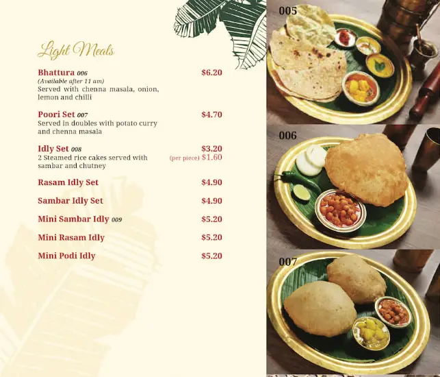 KOMALA VILAS Singapore Menu Prices 2024