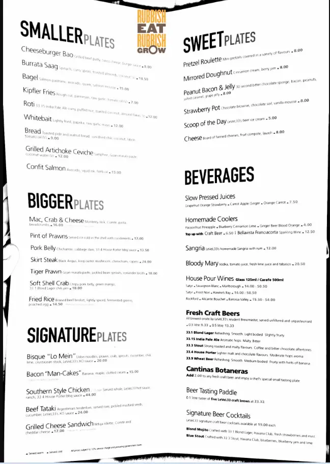 LEVEL 33 SINGAPORE MENU PRICES 2024