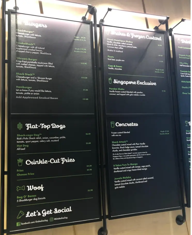 Shake Shack Singapore Menu Prices 2024