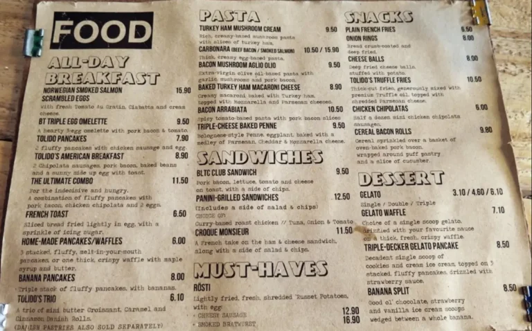 TOLIDO’S ESPRESSO NOOK Menu